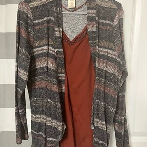 Striped Open-Front Cardigan Sweater